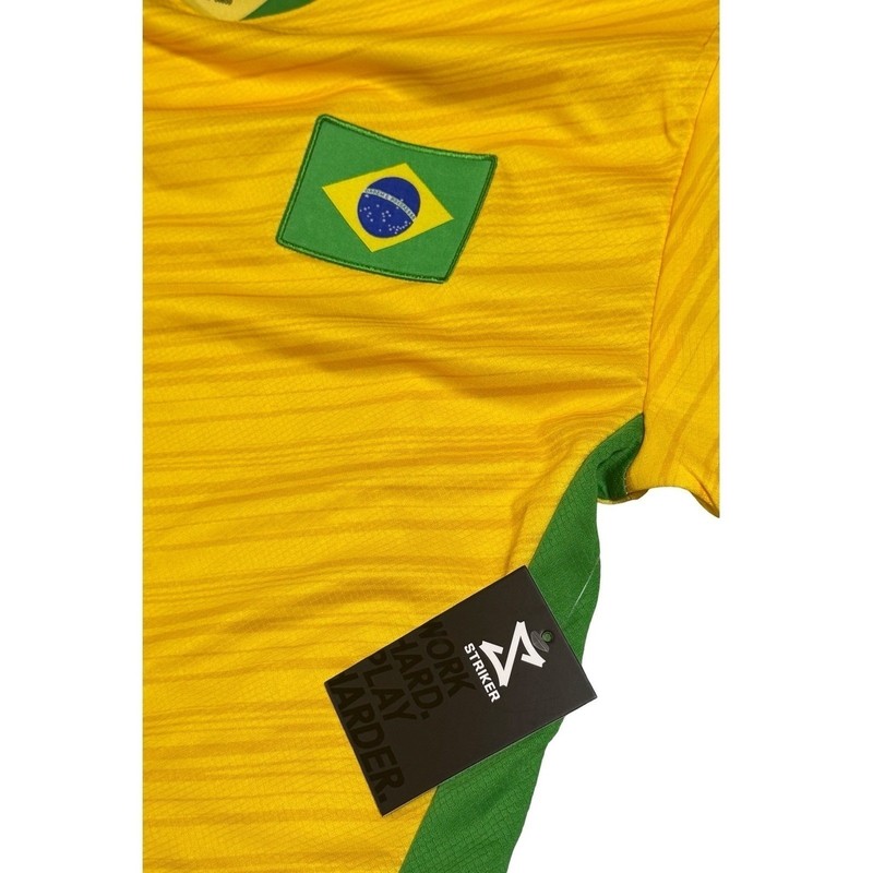 Striker Brazil Soccer Jersey Mens 2XL Yellow Green Blue Flag Patch New NWT gallery
