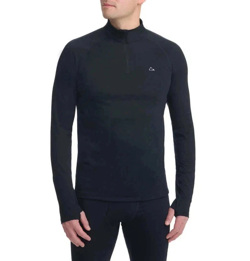 Paradox Men's 1/4 Zip Merino Blend Performance Base Layer Top Size Medium Black gallery