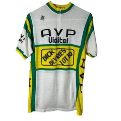 TEJIDOS WILSON Wool Green White & Yellow AVP Viditel Vintage Cycling Jersey