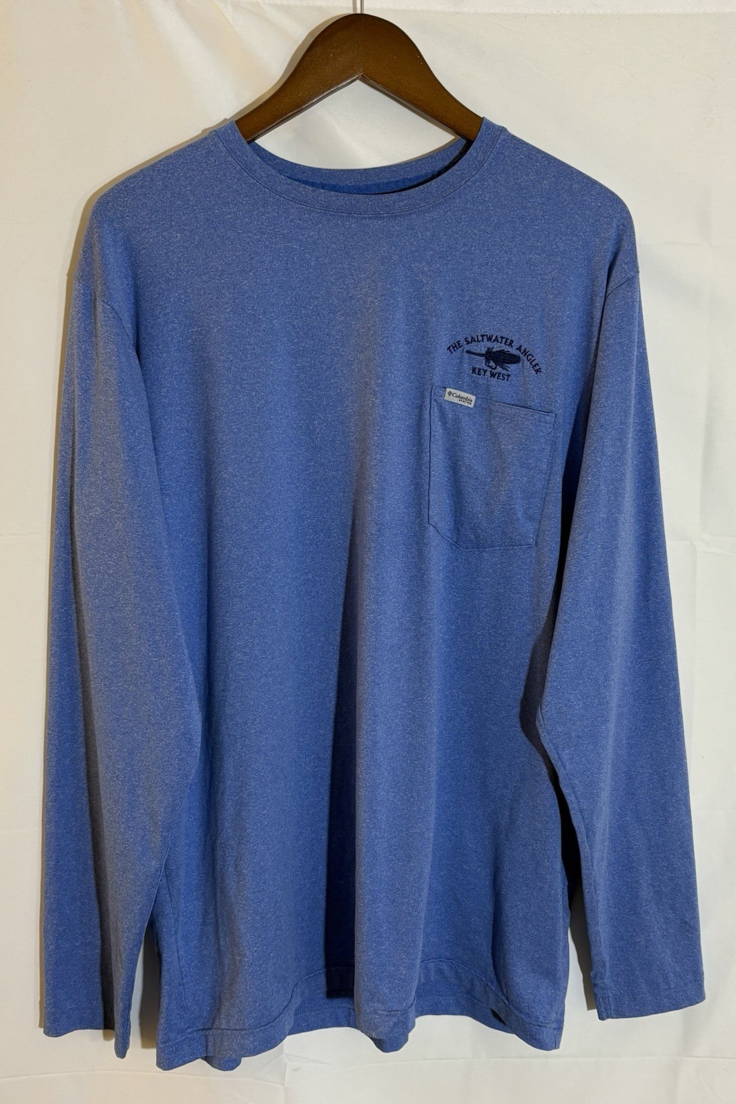 Columbia PFG The Saltwater Angler Key West Men's Large Blue L/S Pocket T-Shirt gallery