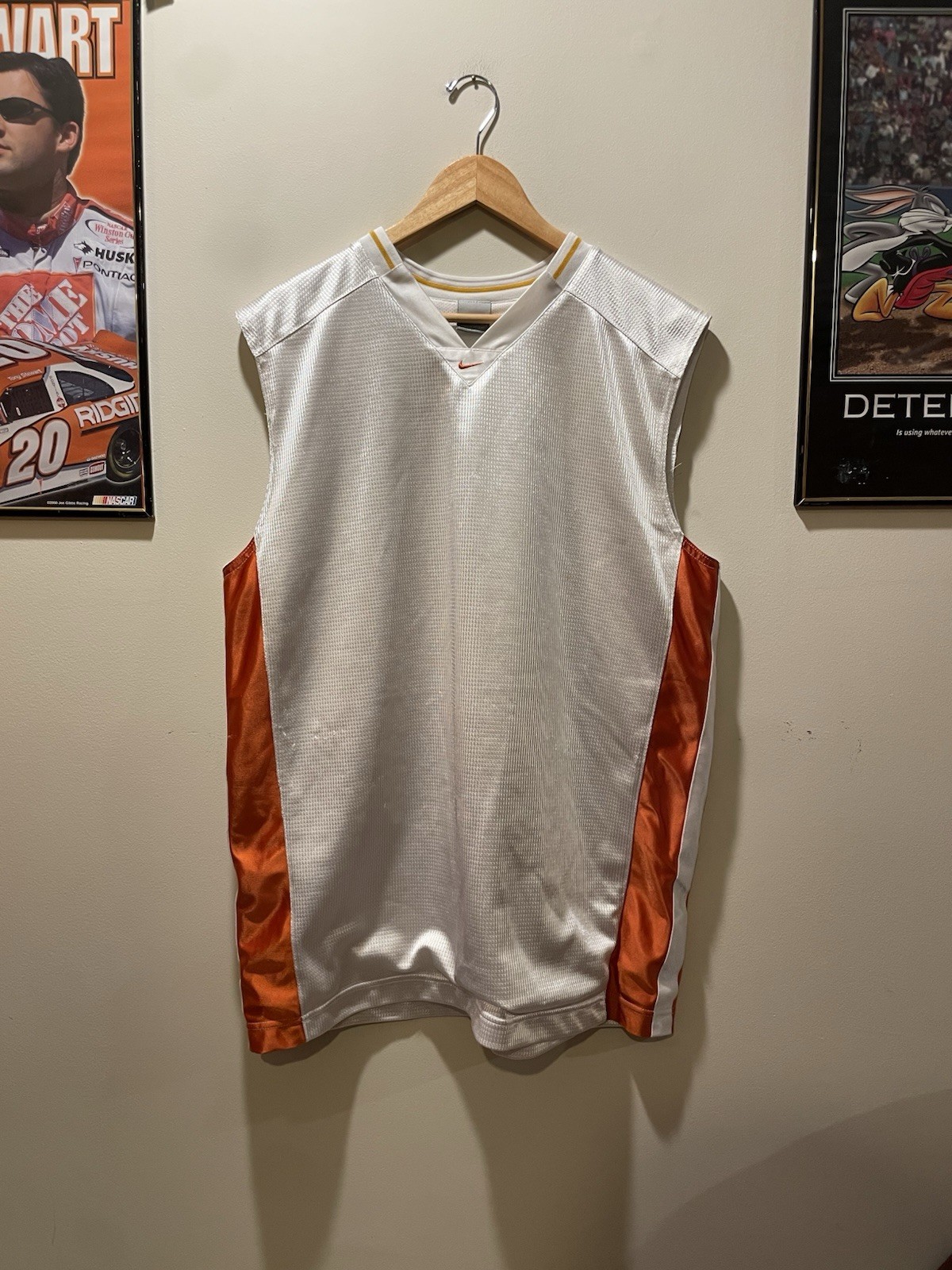 Nike Vintage Y2K Basketball Tank Top Center Swoosh White Orange Sleeveless XL gallery