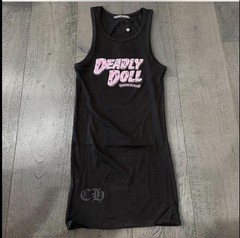 Chrome Hearts Deadly Doll Ribbed Tank Top Black Pink Graphic Mens Medium NEW