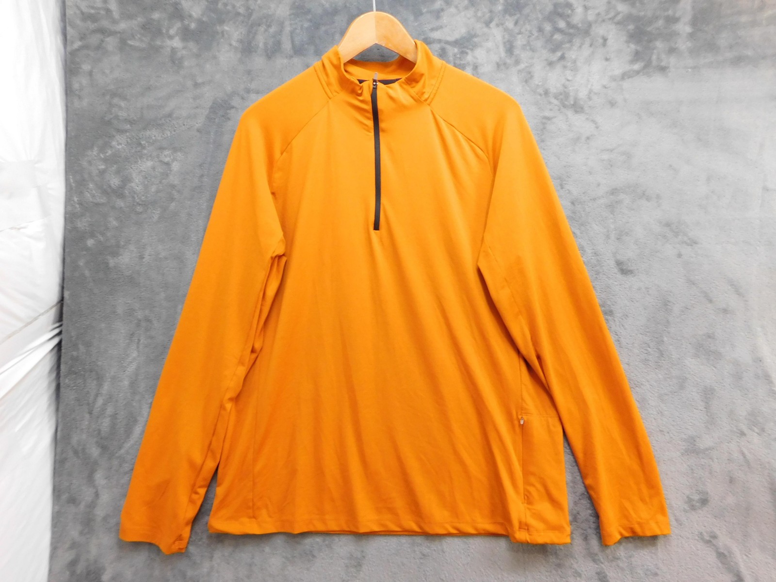 REI Co-op Pullover Mens L Orange Long Sleeve 1/4 Zip Tagless Stretch Mock Neck gallery