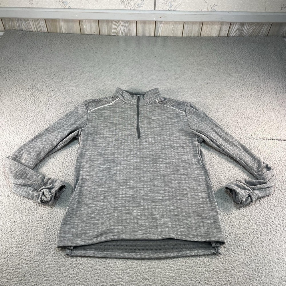 Nike Running Pullover Mens Medium Gray 1/4 Zip Long Sleeve Training Top Gym