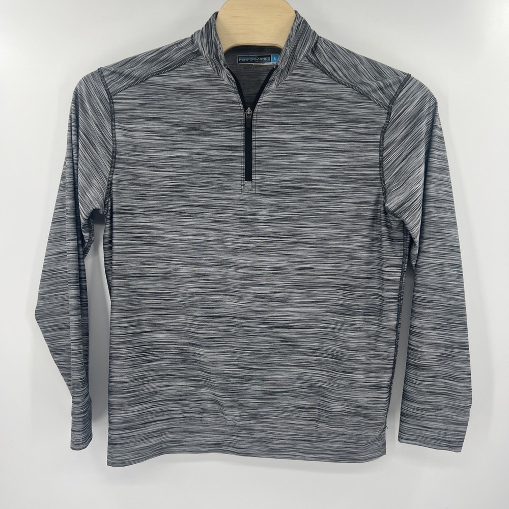 RoundTree & Yorke Performance Men’s Golf 1/4 Zip Black Long Sleeve Size Large