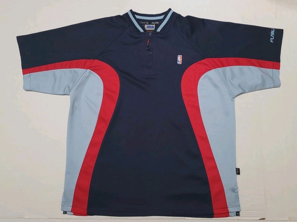 Fubu Athletic NBA Pullover 1/4 Zip Mens Size XL Shirt Blue/Red