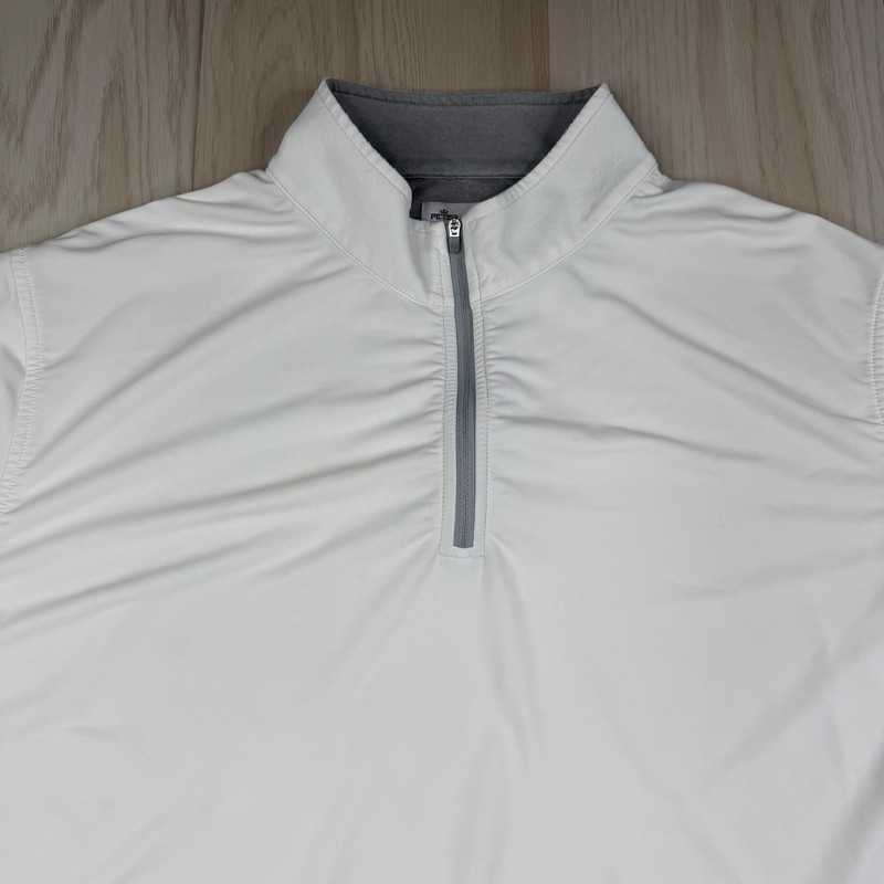 PETER MILLAR Perth Melange 1/4 zip White golf Mens XXL pullover mock performance gallery