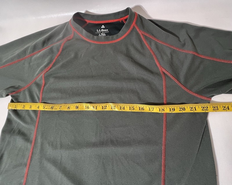 LL Bean Lightweight Long Sleeve Shirt Men L Tall Sport Stretch Base Layer Gray gallery