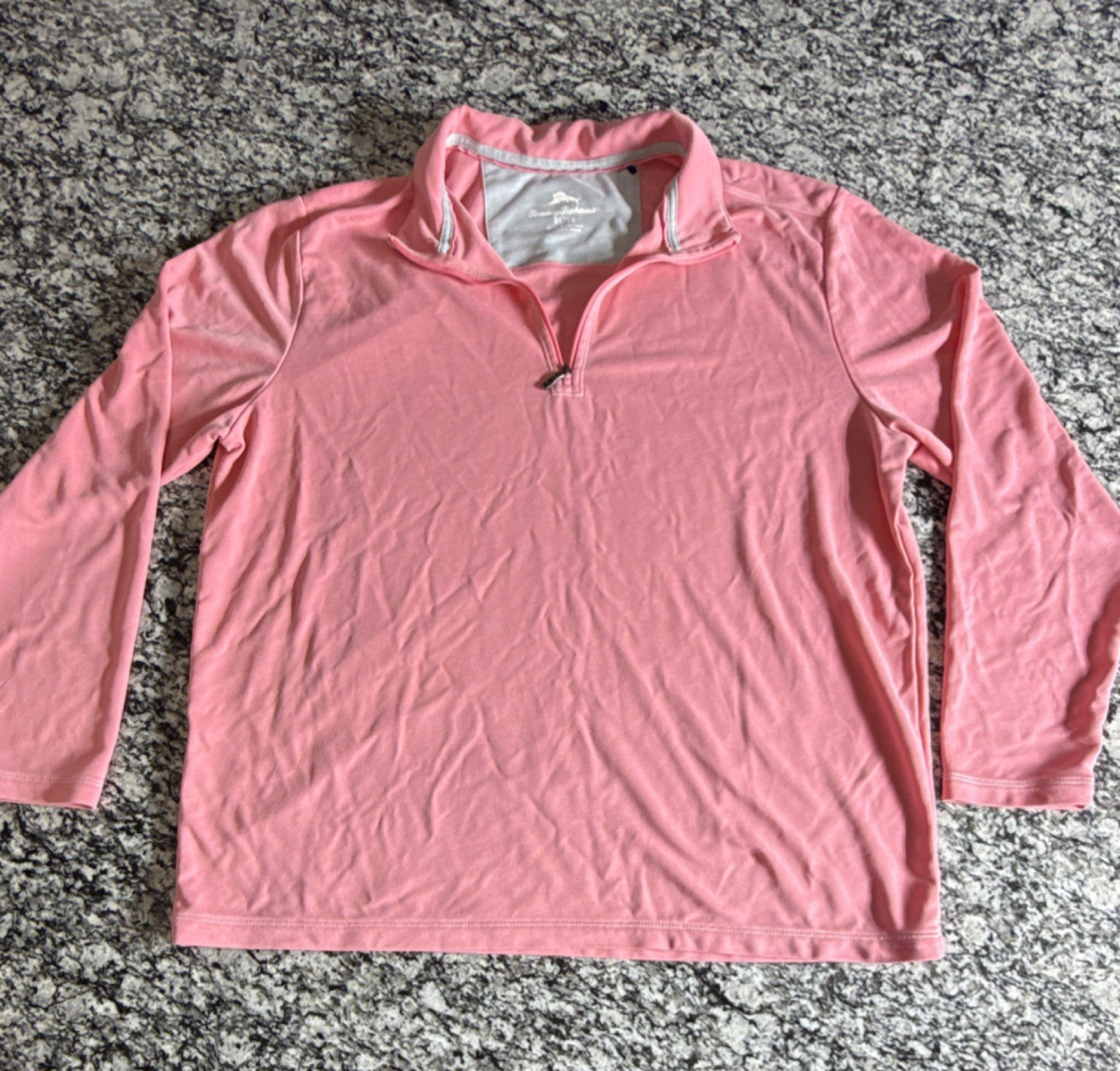 Tommy Bahama Pink 1/4 Zip Mock Neck Pullover XL TENCEL Lyocell Polyester gallery