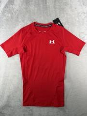 Under Armour Heatgear Compression Short Sleeve Shirt Mens Small Red Active Wear