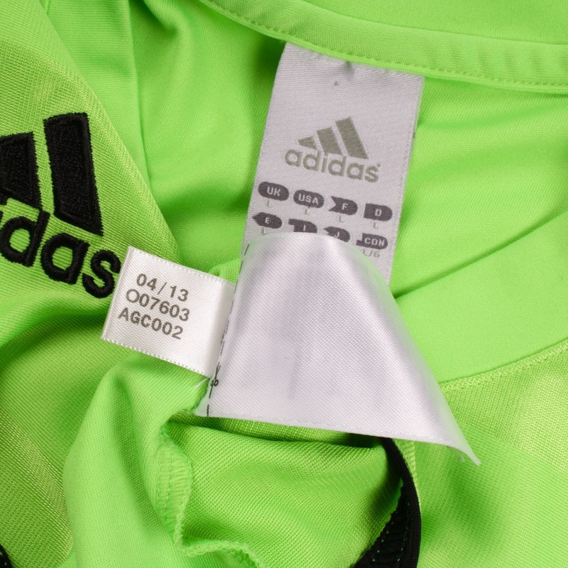 Vintage Adidas Climalite Neon Green Striped Jersey Training T-Shirt Mens Size: L gallery