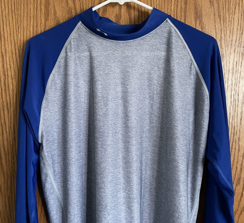 Under Armour Gray and Blue Athletic Workout Shirt Long Sleeves Men's Size XXL gallery