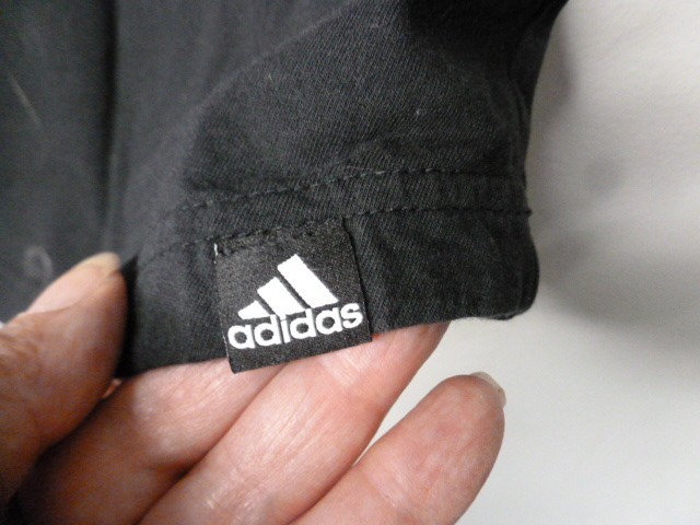 Adidas black logo racer back muscle shirt 40" chest M L EUC gallery