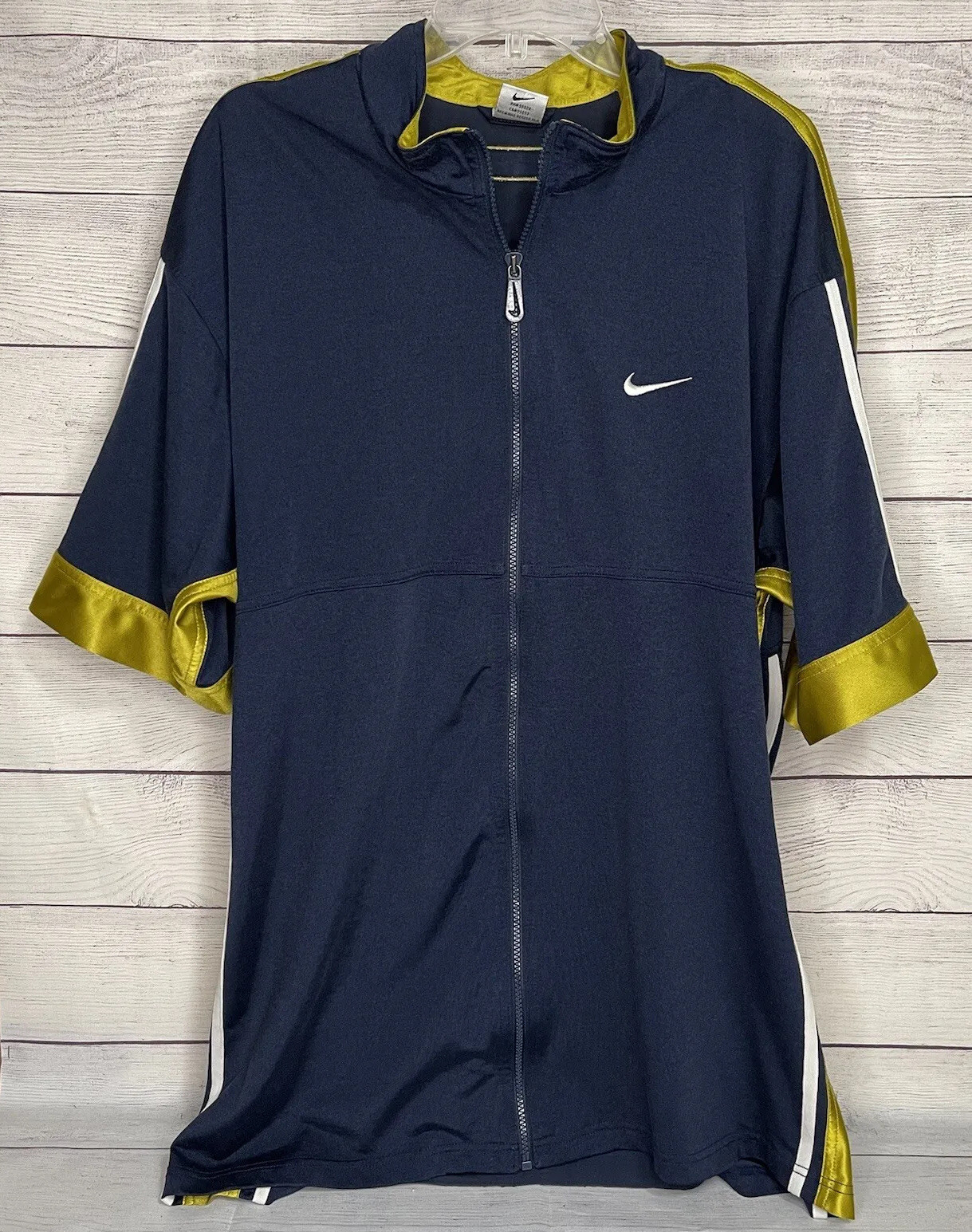 Nike Men's Size XL Warm-Up Shooting Shirt Full Zip Blue Green Vintage gallery