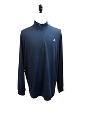 Adidas Classic Club 1/4 Zip Mock Shirt Mens XL Navy Stretch Logo Long Sleeve