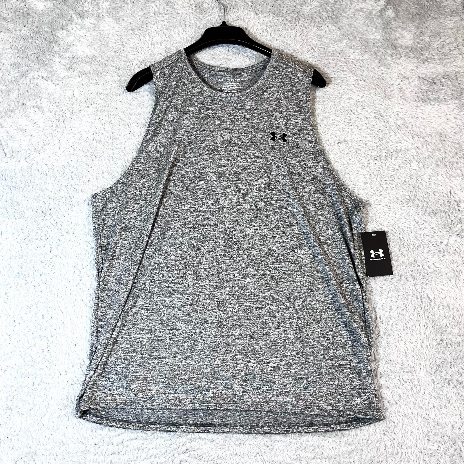 Under Armour Tech Men's Fitted Grey Muscle Tank Top Size: XL gallery