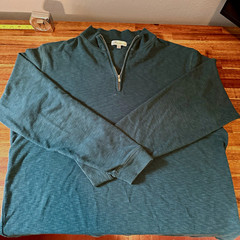 Peter Millar Men’s L Green 1/4 Zip Mock Neck Pullover 100% Cotton LS