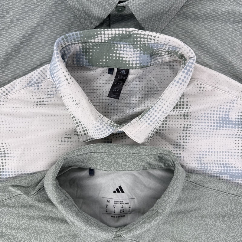 Adidas Mens Ultimate 365 Tour Polo Shirt Sz M Texture Printed Mesh Lot of 5 gallery