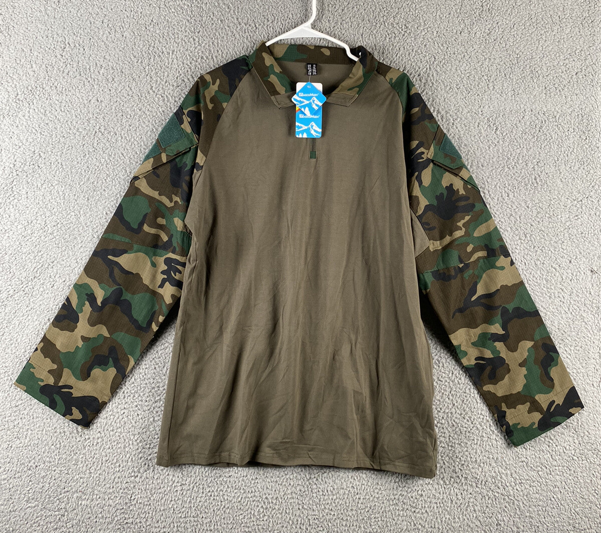 Magcomsen Shirt Mens Extra Large Green Brown 1/4 Zip Long Sleeves Camo Hunting gallery