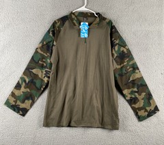 Magcomsen Shirt Mens Extra Large Green Brown 1/4 Zip Long Sleeves Camo Hunting