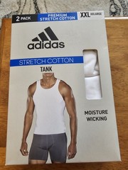 Adidas Premium Stretch Cotto 2 Pack White Tank Top Men Size XXL Moisture Wicking