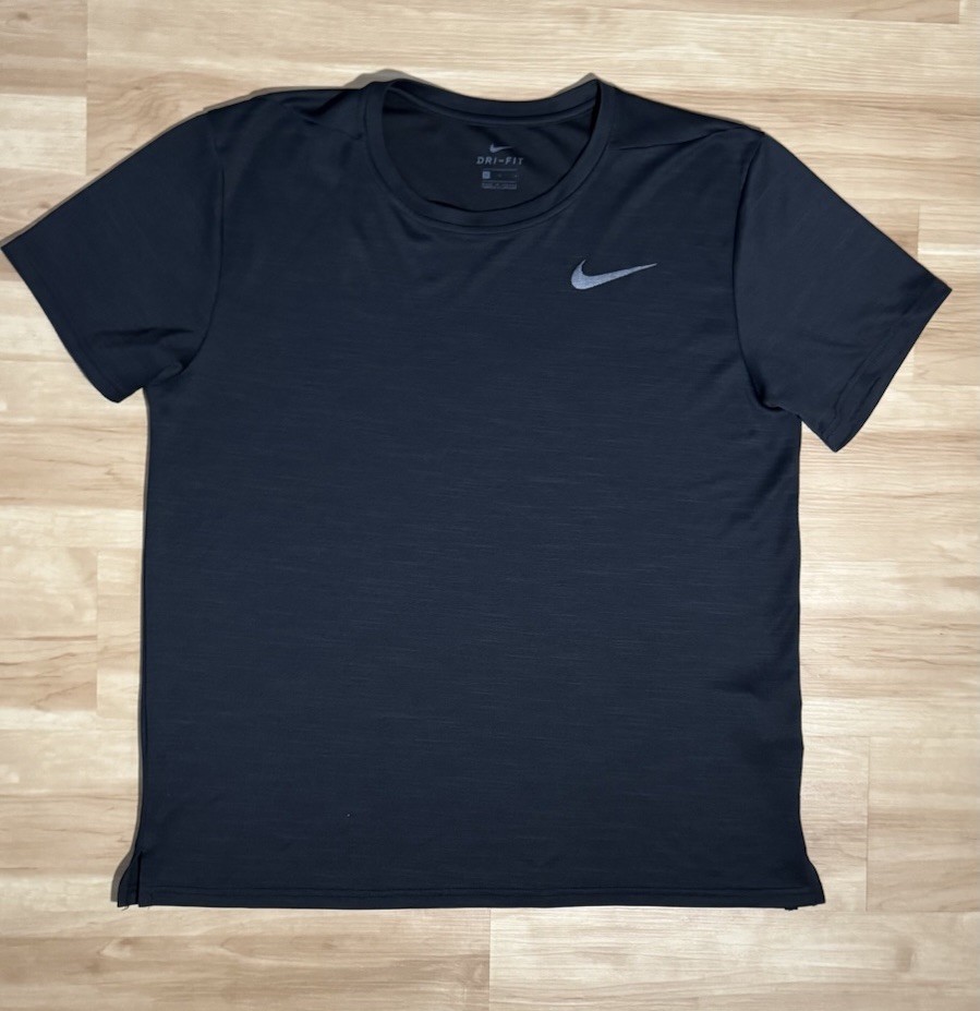 Nike Dri-FIT Mens Large Black Athletic Running Training Shirt Side Slit Hem gallery