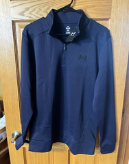 Under Armour Men’s M Navy 1/4 Zip Long Sleeve Mock Neck Polyester Pullover