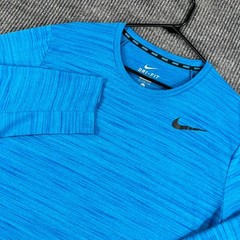 Nike Dri Fit Shirt Mens XL Extra Large Blue Long Sleeve Workout Active Casual