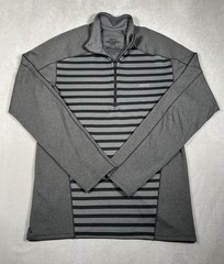 Patagonia Men’s Small Gray Stripe Capilene 3 Midweight 1/2 Zip Pullover Polartec