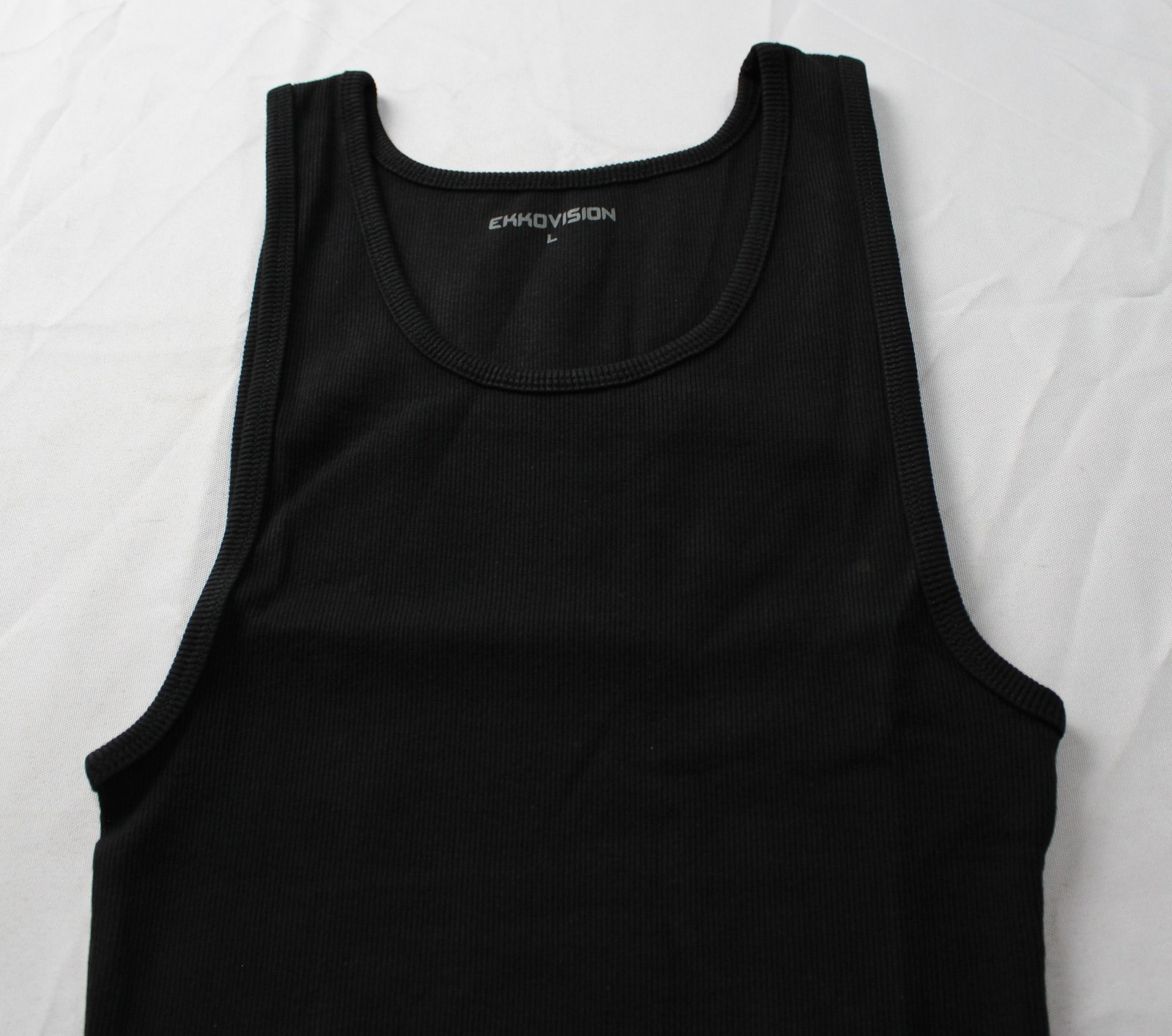 Ekkovision Men's OG Solid Stretch Ribbed Beater Tank Top EJ3 Black Large NWT gallery