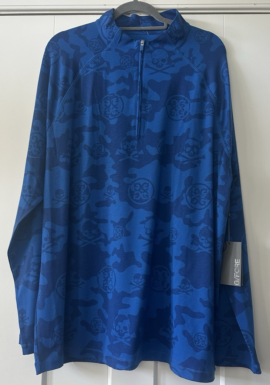 G/Fore G4 Men's Small Surf Blue Camo Quarter Zip Pullover Long Sleeves NWT $155 gallery
