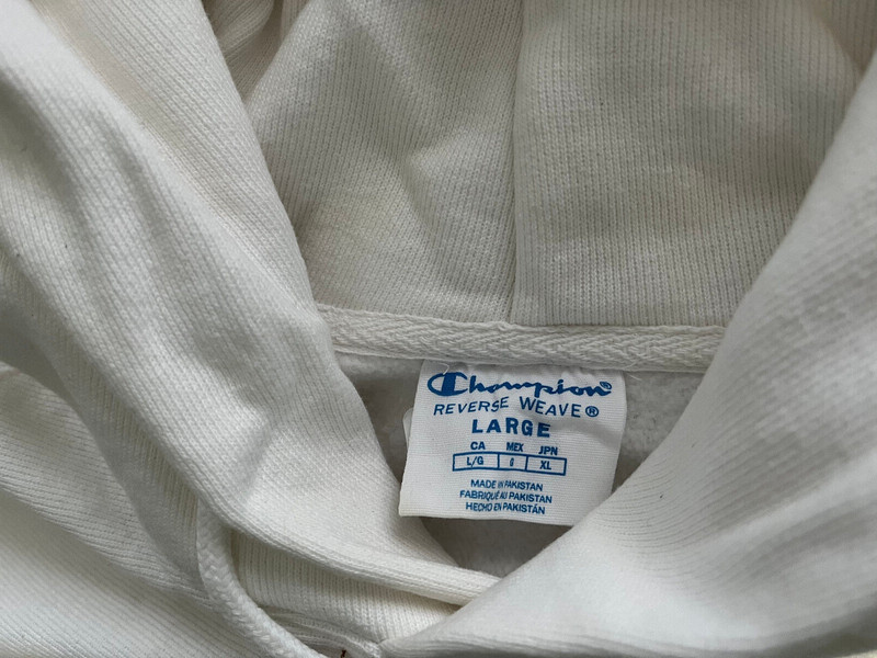Champion Reverse Weave OHIO STATE Graphics WHITE Hoodie Sweatshirt Adult Sz L gallery