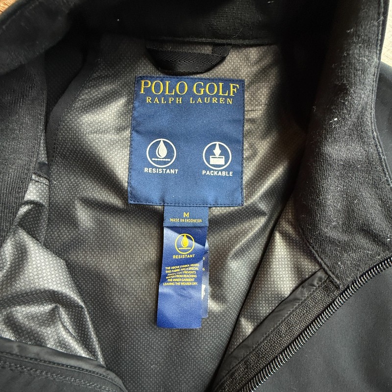 Polo Golf Ralph Lauren Pullover Men M Black 1/4 Zip Water Resistant Packable gallery