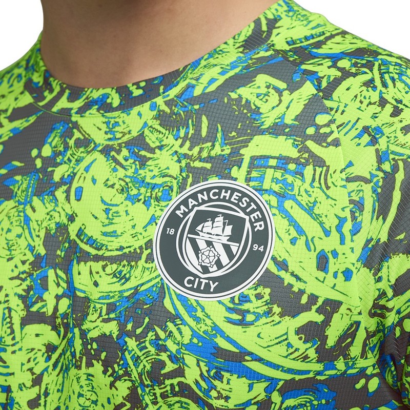 PUMA Manchester City F.C. Warm Up Crew Neck Short Sleeve Soccer Jersey Mens Size gallery