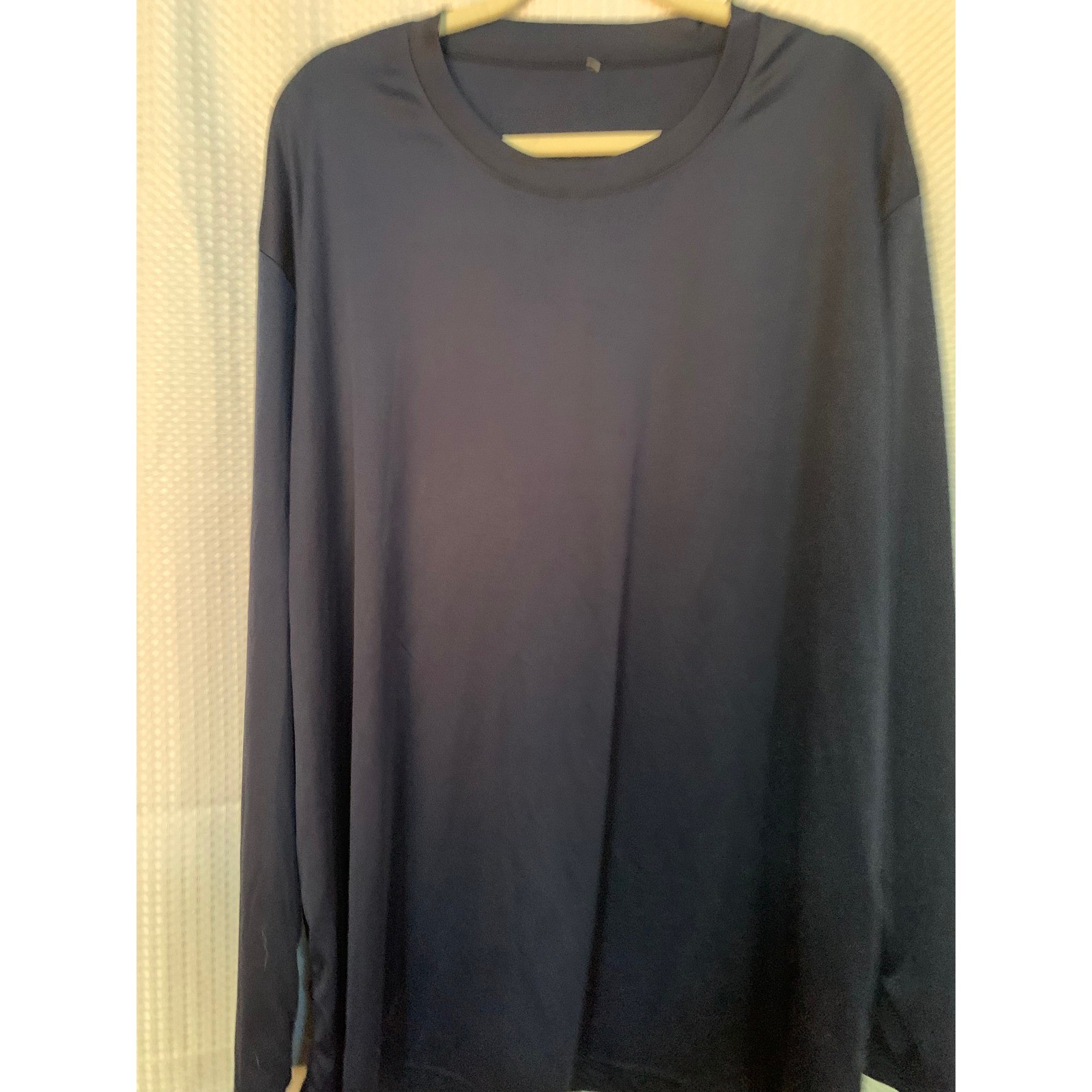 Navy Blue Athletic Long Sleeve Shirt Crew Neck Performance Activewear Top gallery