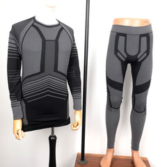 Crivit Men’s Grey Black Base Layer Set Functional Underwear Shirt Pants 2pc Sz L