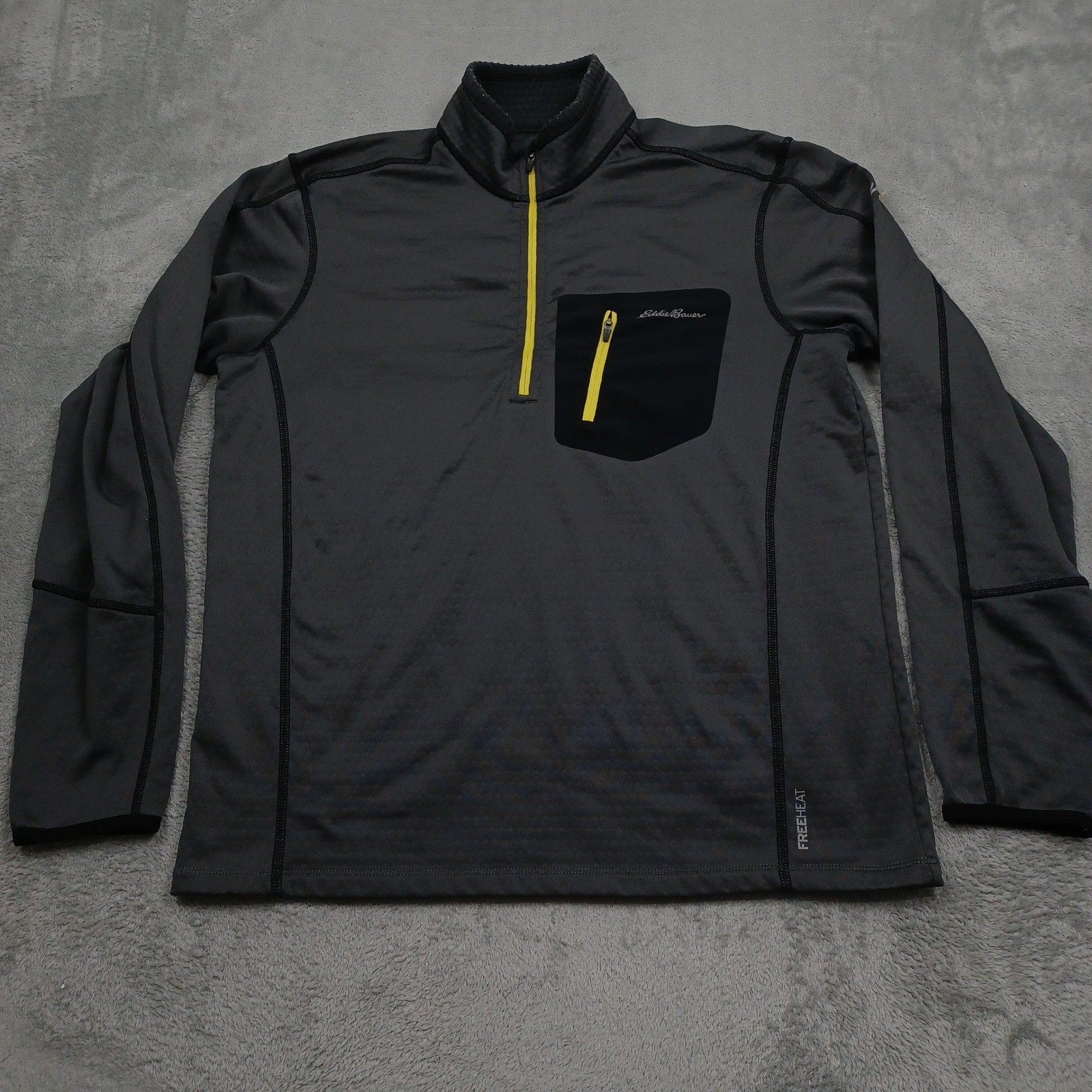 Eddie Bauer Pullover Mens Medium Gray FreeHeat Quarter Zip Activewear Pocket gallery