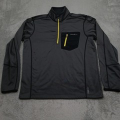 Eddie Bauer Pullover Mens Medium Gray FreeHeat Quarter Zip Activewear Pocket