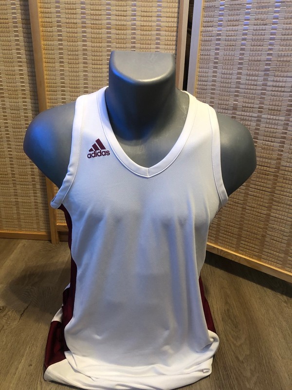 Adidas Sleeveless Tank Top Shirt White and Maroon Red Small S (H882) gallery