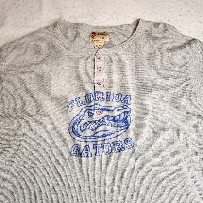 Florida Gators University of Florida Izod Collegiate Men Henley Shirt Sz XL Gray gallery