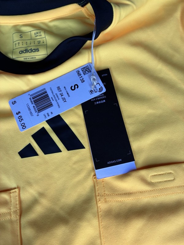 adidas Aeroready Referee Jersey Yellow/Black Men's S Slim Fit Short Sleeve gallery