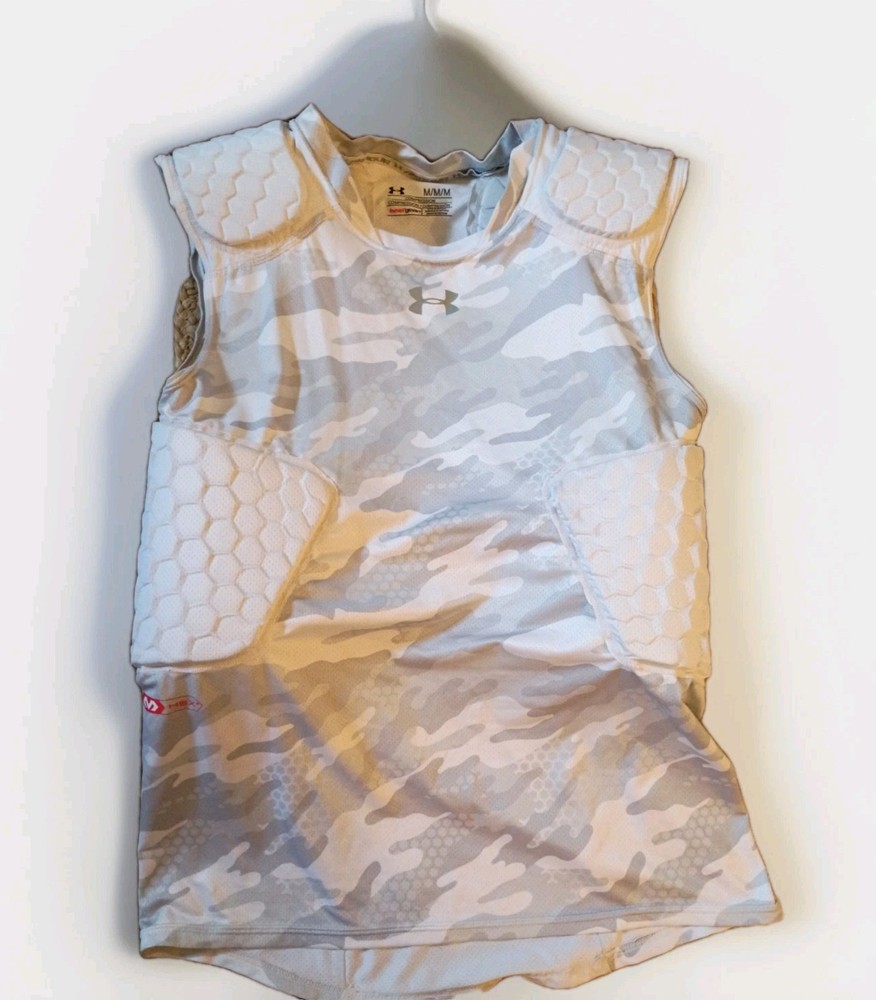 Under Armour Padded Compression Heat Gear Hex White Gray Camo Medium Shirt