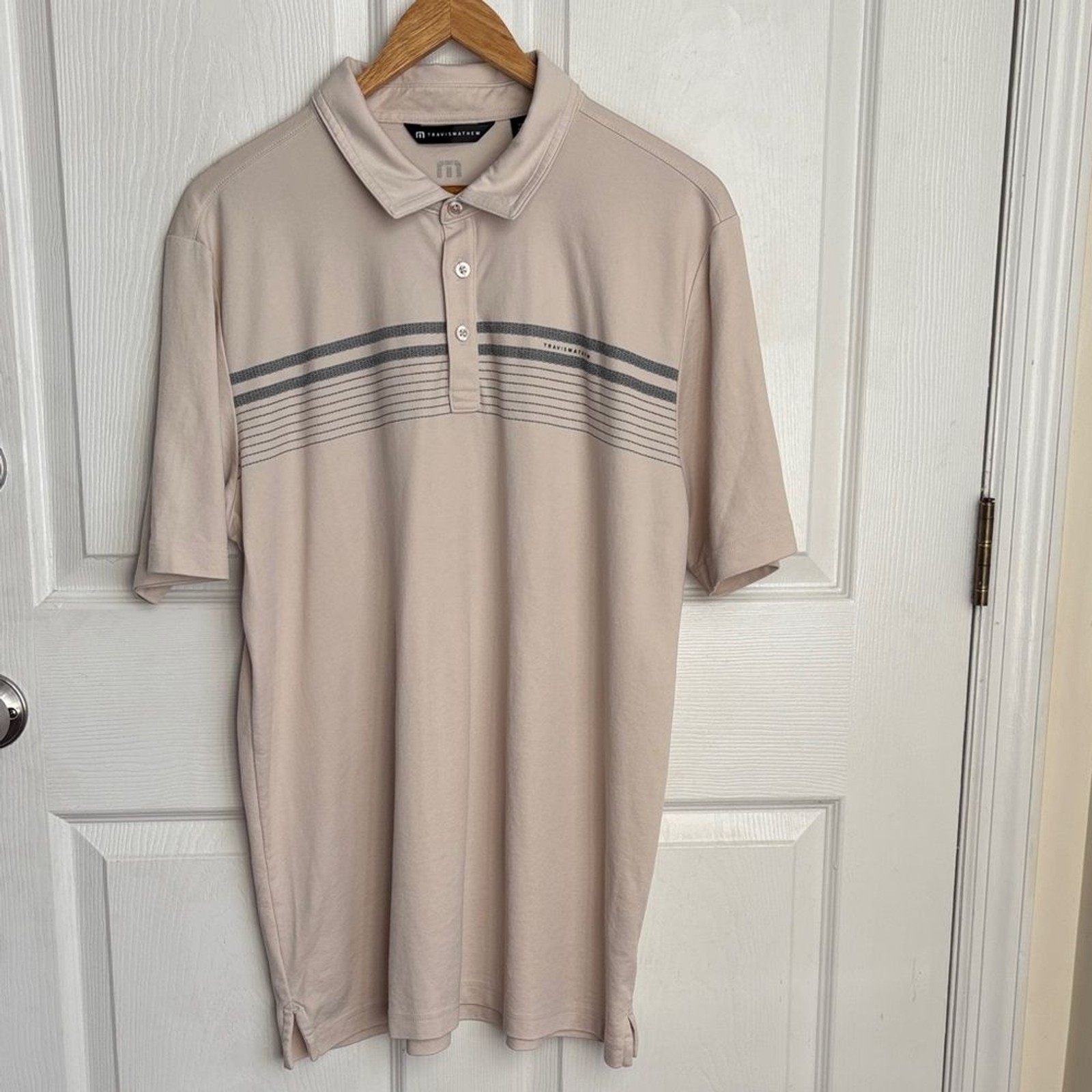 TRAVIS MATTHEW Light Tan Golf Polo Shirt Beige Size XXL Neutral Minimalist gallery