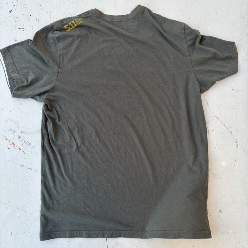 Men's 5.11 Tactical T-Shirt Green Logo XL Coffee Gadsden Range Active Flag 2A gallery
