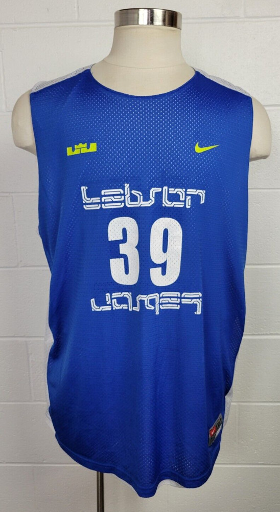 Nike Lebron James EYBL Reversible Basketball Jersey White Blue XXLT