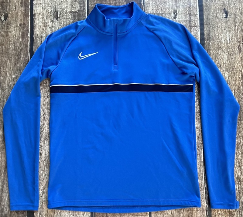 NIKE DRI-FIT ACADEMY 1/4 ZIP ACTIVE PULLOVER BLUE SWOOSH MENS MEDIUM EXCELLENT gallery