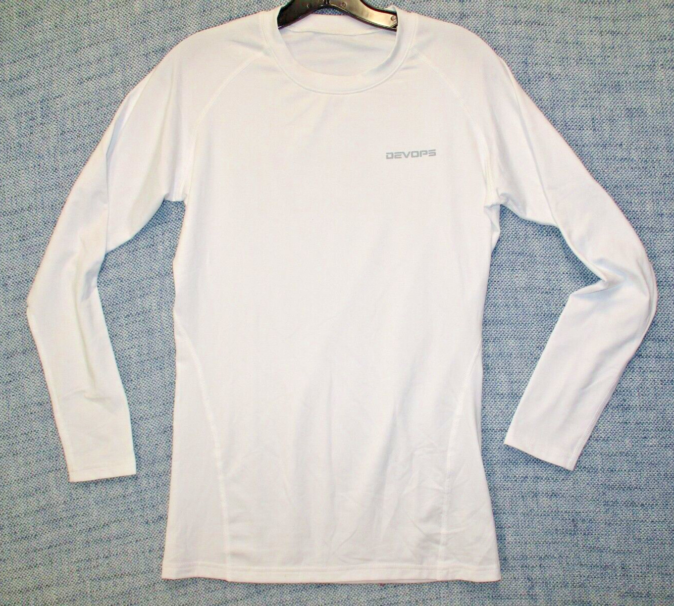 Devops Shirt Adult SZ M White Long Sleeve Lightweight Athletic Compression Mens gallery