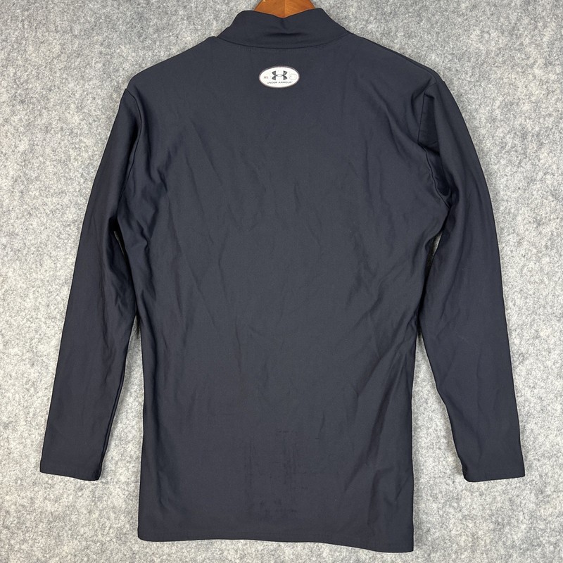 Under armour Shirt Mens XL Black Nylon Compression Shirt Mock Neck Fleece Lined gallery