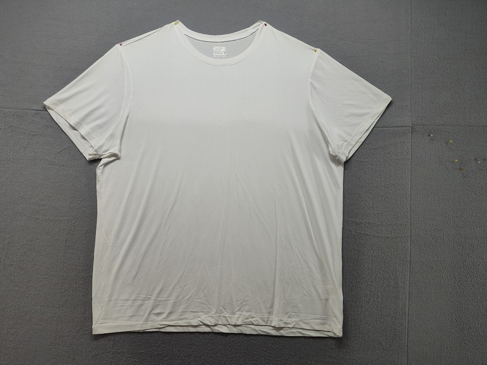32 Degrees Men Athletic Shirt 2XL White Crew Neck Short Sleeve Gym Yoga Workout