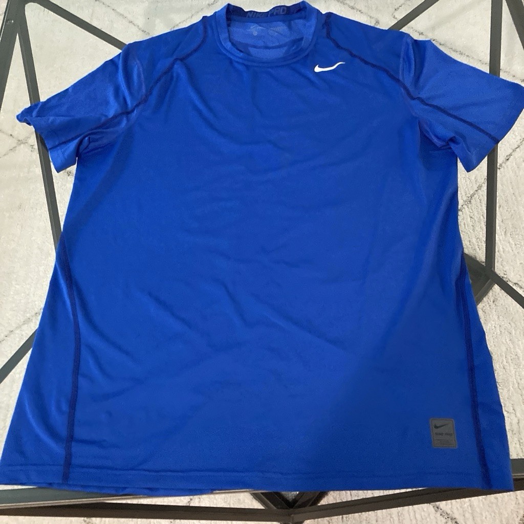 Nike Pro Men's Blue Short Sleeve Crew Neck Compression Stretch Shirt Size X L gallery